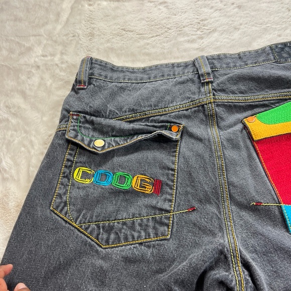 COOGI VINTAGE  Gray Jeans with Green and Yellow Detalla - Picture 8 of 11